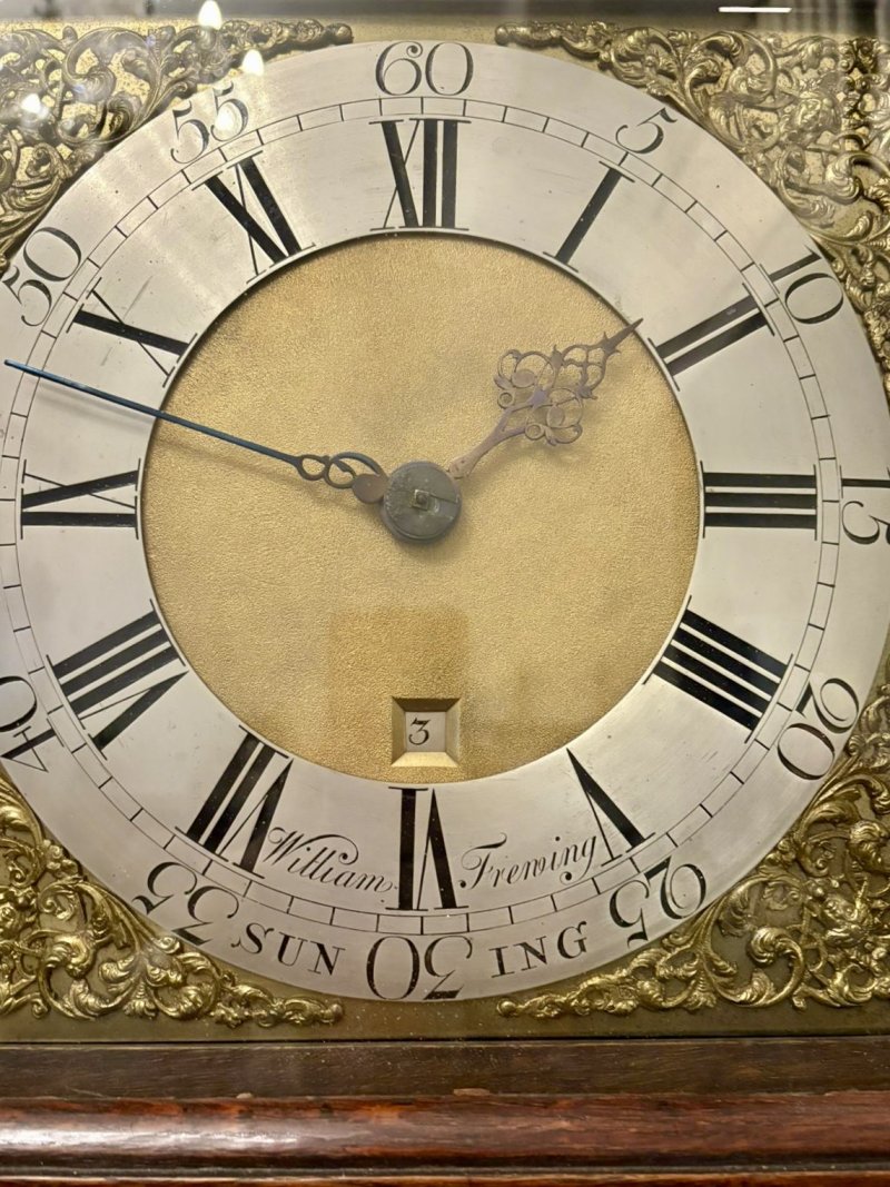 Outstanding Quality Antique George III Oak and Burr Oak Brass Face Longcase Clock - Image 13